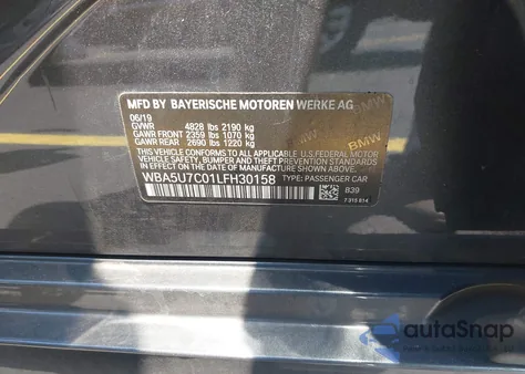 2020 BMW 3 Series M340I из США, поврежденный, VIN WBA5U7C01LFH30158